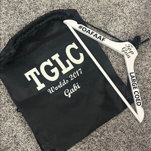 TGLC Black Drawstring Bag with White Hanger